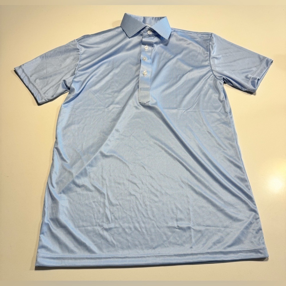 Collars and Co Dress Collar Golf Polo Shirt Size Small Blue Houndstooth - Picture 1 of 7